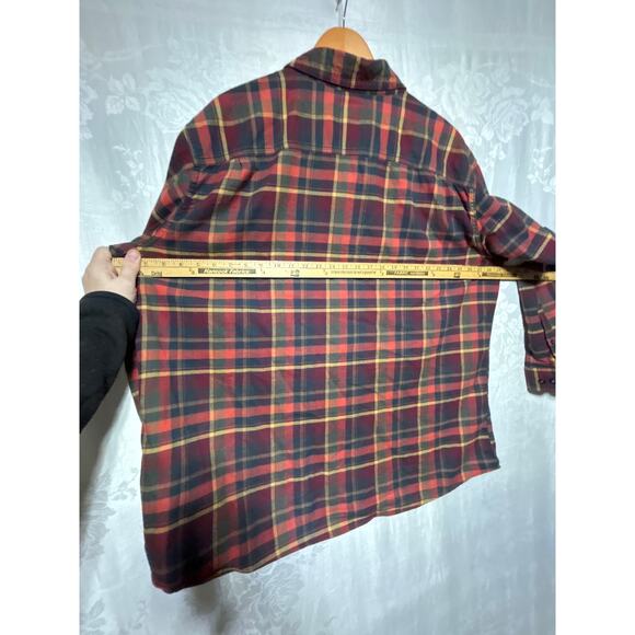 LL Bean Flannel Button Up XXL Blue Red Plaid Slightly Fitted Cotton - Picture 9 of 10
